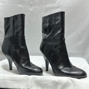 Nine West Black Leather Ankle Boots Stiletto Heel Booties Women Size 7